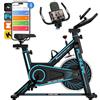 Funlife Cyclette FunLife C1 - smart indoor bike con Bluetooth e app training, silenziosa trasmissione a cinghia, resistenza variabile in continuo, fino a 120 kg, blu neon