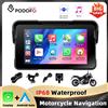 Podofo Lettore Smart Screen HD da 5'' Carplay Android Monitoraggio automatico della pressione dei pneumatici IP68 Monitor portatile per moto BT impermeabile