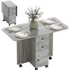 HOMCOM Tavolo da pranzo pieghevole HOMCOM, tavolo da cucina pieghevole con 2 ripiani pieghevoli, 2 cassetti, 1 armadietto e 1 ripiano portaoggetti 120x60 cm - Grigio