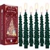 Deco Express Candele per Albero di Natale, Set da 6 Candele da Tavola con Durata di 7 Ore, Centrotavola e Decorazioni Natalizie, Idea Regalo Xmas (Verde, 6 Pezzi)