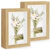 Anhow 3D Cornici per Foto 10x15 cm, 2 Pezzo Profonda 3 cm Cornice Foto con Foglio Vetroso Trasparente - Colore Legno/ 2 Pezzo