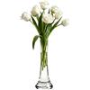 QUUPY Vaso decorativo alto 25 cm, in vetro, a stelo singolo, vaso a boccioli stretti, centrotavola per matrimoni, soggiorno, tavolo, decorazione per la casa (trasparente)