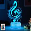 CoolGift Mart Luce notturna a forma di nota musicale, lampada a illusione ottica a LED 3D, con telecomando e timer, regalo per gli amanti della musica