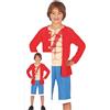 FIESTAS GUIRCA Costume da Avventuriero del Mare per Ragazzi o Ragazze - Costume Anime Rosso e Blu - Costumi da Pirata Manga per Bambini Ragazzi e Ragazze - Unisex Età 10-12 Anni