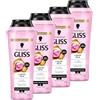 Gliss Kur Gliss Shampoo Liquid Silk (4 x 250 ml) Shampoo per capelli con ceramidi e seta, shampoo lucido per capelli fragili e opachi leviga la superficie dei capelli