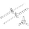 QUARKZMAN 50Pcs 5/32x1 Rivetti In Alluminio A Testa Grande A Tre Alette, Rivetti A Tre Alette Con Flangia Grande Per Fai Da Te, Lamiere, Riparazioni Auto, Mobili, Barche Marine (Argento)