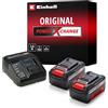 Einhell Originale Einhell 2x 3,0Ah PXC Starter Kit due batterie 3,0 Ah e caricabatteria Power X-Change (incl. caricabatterie singolo 200-250 V e 2 batterie 18V da 3,0 Ah)