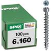 SPAX 1211010601605 - Viti per costruzioni in legno, 6,0 x 160 mm, 100 pezzi, T-Star Plus, testa cilindrica, filettatura completa, 4CUT, WIROX A3J, 1211750601605, argento, 10