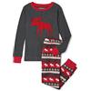 Little Blue House by Hatley Bear & Moose Family Pyjamas Pigiama, Donna, Grigio (Kid's Long Sleeve Appliqué Pyjama Set - Moose Fair Isle 020), X-Small