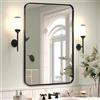 Minuover Specchio da parete, 50,8 x 76,2 cm, specchio rettangolare da parete per bagno, struttura in metallo in acciaio inossidabile, da appendere verticale e orizzontale, ideale per bagno, camera da