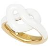 Breil, Collezione B&Me, Anello Donna Knot Love, in Acciaio Lucido IP Gold e Smalto Bianco, Design Minimal, Ricercato e Simbolico a Forma di Cuore, Ideale per un Regalo Speciale, Misura 16, Oro-Bianco