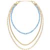 Breil - Collana da Donna Collezione KALEIDO TJ3006 - Gioielli Donna - Collana Donna Multigiro con Catene di Diverso Stile con Pietre in Giada Azzurra, Allungabile - IP Gold - 74 cm
