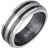 Breil, Collezione Joint, Anello Uomo in Acciaio Colorato Satinato, con 2 Fasce in Acciaio IP Black, Idee Regalo Uomo, Misura 21, Silver-Black