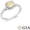 Gioielli di Valenza Anello con diamante taglio cushion fancy yellow 1.00ct GIA in oro bianco e giallo 18k. PREZZO SU RICHIESTA.