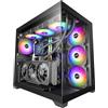 Mars Gaming MCV5, Case PC ATX, Vetro Temperato Panoramico, 4x Ventole ARGB 120mm, 7 Slot PCI Orizzontali + 2 Slot PCI Verticali, Compatibile con Schede Madri a Connettore Inverso, USB-C, Nero