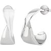 Breil, Collezione Retwist, Orecchini Donna Hoop in Acciaio Lucido, con Forma Fluida e Sinuosa, Pratica Chiusura a Farfalla, Idee Regalo Donna, 23 mm, Colore Silver