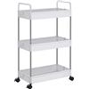 SONGMICS Carrello Portaoggetti a 3 Ripiani, Scaffale con Ruote per Cucina, Carrellino Salvaspazio da Bagno, con Manici, 23,6 x 42 x 67,6 cm, Bianco KSC019W01