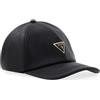 GUESS Berretto da baseball in pelle sintetica nera con logo triangolare metallico, regolabile