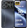 HOTWAV X100 GT Smartphone Android 16 con IA 20GB+256GB/TF TB Telefono Cellulare 5160mAh Cellulare 6.9120Hz Telefoni 48MP+16MP Touchscreen Secondario Telefono/NFC/Vibrant Island/Telecomando IR - Nero