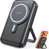 Kujizpu Powerbank, 10000 mAh PD 22,5 W Caricatore Portatile Magnetico, con Type-C/Lighting Caricatore Portatile, con Display LED, con Parentesi, Nero