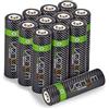 Venom Batterie ricaricabili AA - 2100mAh 1.2V NiMH - Alta capacità (confezione da 12), Nero