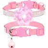 haoyueer Collari per cani e gatti haoyueer con strass e campanella, collari per animali domestici con velluto morbido e cristalli, collana gioiello per ragazze (Rosa-1)