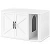 Feandrea Mobile per Lettiera, Mobile Moderno per Lettiera Nascosto, con Ingresso Frontale, Doppie Porte, Maniglie, Casetta per Gatti, Tavolino Laterale, 85 x 48,5 x 50 cm, Bianco Nuvola PCL012W01