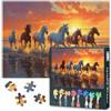 TISHIRON Puzzle con cavalli per adulti, 1000 pezzi, puzzle impegnativi, 1000 pezzi, tramonto, spiaggia, adulti, opera d'arte per la decorazione della casa (70 x 50 cm)