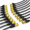 Primewire Cavo LAN Primewire 20x, CAT.7, RJ-45 (Ethernet) (25 cm), cavo patch piatto CAT 7, cavo di rete a nastro piatto con guaina in cotone - 0,25 m