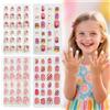 Makoto Nobu 96 Pezzi Unghie Finte per Bambini, Colorate Premere Pre-incollato Unghie Finte Acriliche, Unghies Fintes Regalo per Bambini Ragazze Adolescenti Manicure Decorazione Nail Art