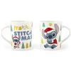 H&H Home Set 6 Mug in Porcellana - Decoro Stitch Christmas, 330 ml - Tazze Natalizie con Decori Assortiti - Ideali per Tè, Caffè e Cioccolata Calda