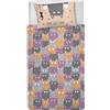 PENSIERI DELICATI Parure Copripiumino Singolo 100% Cotone, Completo di Sacco 150x200cm e 1 Federa 52x82cm, Made in Italy, Copripiumino Lavabile In Lavatrice A 40°, Fantasia Happycat Arancio