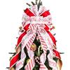 Sailup Puntale per albero di Natale, fiocco per ghirlanda di Natale, 114 x 30 cm, grande iuta con bordo in poliestere bianco e rosso, fiocco regalo per albero di Natale, decorazione per la casa, interni ed