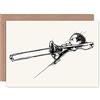Wee Blue Coo Musician Trombone Player Greeting Card With Envelope Inside Premium Quality Musica Giocare
