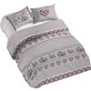 PENSIERI DELICATI Parure Copripiumino Matrimoniale 100% Cotone, Completo di Sacco 250x200cm e 2 Federe 52x82cm, Made in Italy, Copripiumino Lavabile In Lavatrice A 40°, Fantasia Chalet Rosso