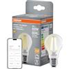 OSRAM Lampada LED SMART+, A60, 6W, 2700K, E27, a forma di lampadina, a filamento, trasparente, dimmerabile, controllabile tramite app o assistente vocale, compatibile con Matter
