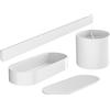 hansgrohe WallStoris - Set da bagno, set di accessori bagno senza forare, 4 pezzi, barra a parete, cestino portaoggetti con coperchio, porta spazzolini bagno, accessori bagno, bianco opaco, 27968700