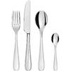 Alessi - 5180S24M - Nuovo Milano Servizio di posate composto da sei cucchiai da tavola, sei forchette da tavola, sei coltelli da tavola, sei cucchiaini da caffè in acciaio inossidabile 18/10 lucido.