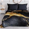 PETTI Artigiani Italiani - Copriletto Matrimoniale Primavera Estate, Coperta Leggera Matrimoniale, Lenzuola Copri Letto, Marmo Oro Nero, 100% Made in Italy