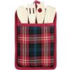 H&H Tartan Porta Mestoli in Cotone Riciclato, con 4 Utensili e Strofinaccio