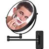BTremary Specchio ingranditore da parete da 20,3 cm, 1X/7X, orientabile a 360°, per il bagno, per uomini e donne, in hotel/casa, nero