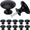 TsunNee Pomelli vintage per armadietti, pomelli per cassetti chic, maniglie per credenze della cucina in stile antico, pomelli rotondi per porte di mobili da 30 mm (12, nero)