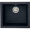 Respekta Ohio Lavello in Mineralite nero/Lavello da incasso a 1 vasca da 50 x 44 cm/Lavello adatto a basi da 50 cm di larghezza