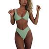 geluboao Bikini da Donna a Vita Alta Sexy con Scollo a V Nodo Anteriore Push up sfacciato Taglio Alto Perizoma Bikini Costume da Bagno Due Pezzi, Nero, M