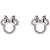 Disney Minnie Mouse - Orecchini a vite placcati in argento con pietra rosa per bambine, taglia unica, Ottone, Senza pietra preziosa