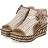 Rieker Sandali da donna 68180 con zeppa, beige, 37 EU