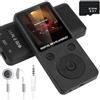 Wowsofty 32 GB Lettore MP3 con Bluetooth,lettore audio digitale MP3 con altoparlante schermo,Radio FM, Registratore Vocale, Design Mini, Espandibile fino a 128GB,nero