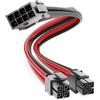 deleyCON 4+4-Pin EPS Processore CPU Cavo di Alimentazione Cavo di Estensione 30 cm - 18 AWG Scheda Madre PSU PC Computer Nylon Cavo di Corrente Spina a Presa - Nero Rosso