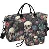 Mnsruu Borsone da viaggio con teschio, borsa da palestra, borsa da viaggio con fiori e teschio, borsa da viaggio, borsa da bagno, Multi 58, Taglia unica