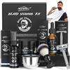 POP MODERN.C Kit Da Barba Da Uomo, 8 Pezzi, Cesto Regalo Per Natale, Compleanno, Festa Del Papà, Olio Pre-Barba, Crema Da Barba, Crema Dopobarba, 10 Lamette, Rasoio Di Sicurezza